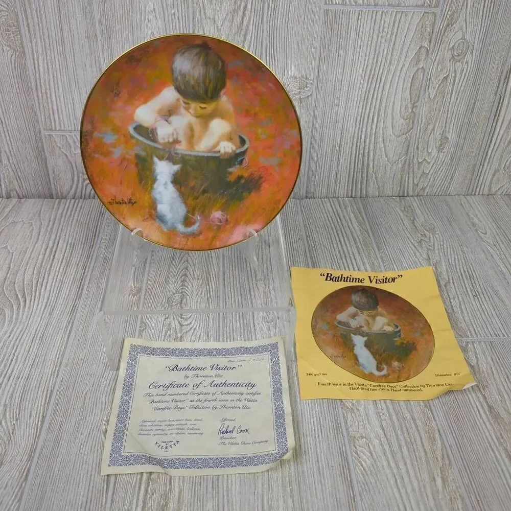 Viletta Thomas Utz Bathtime Visitor Carefree Days Collection Decorative Plate